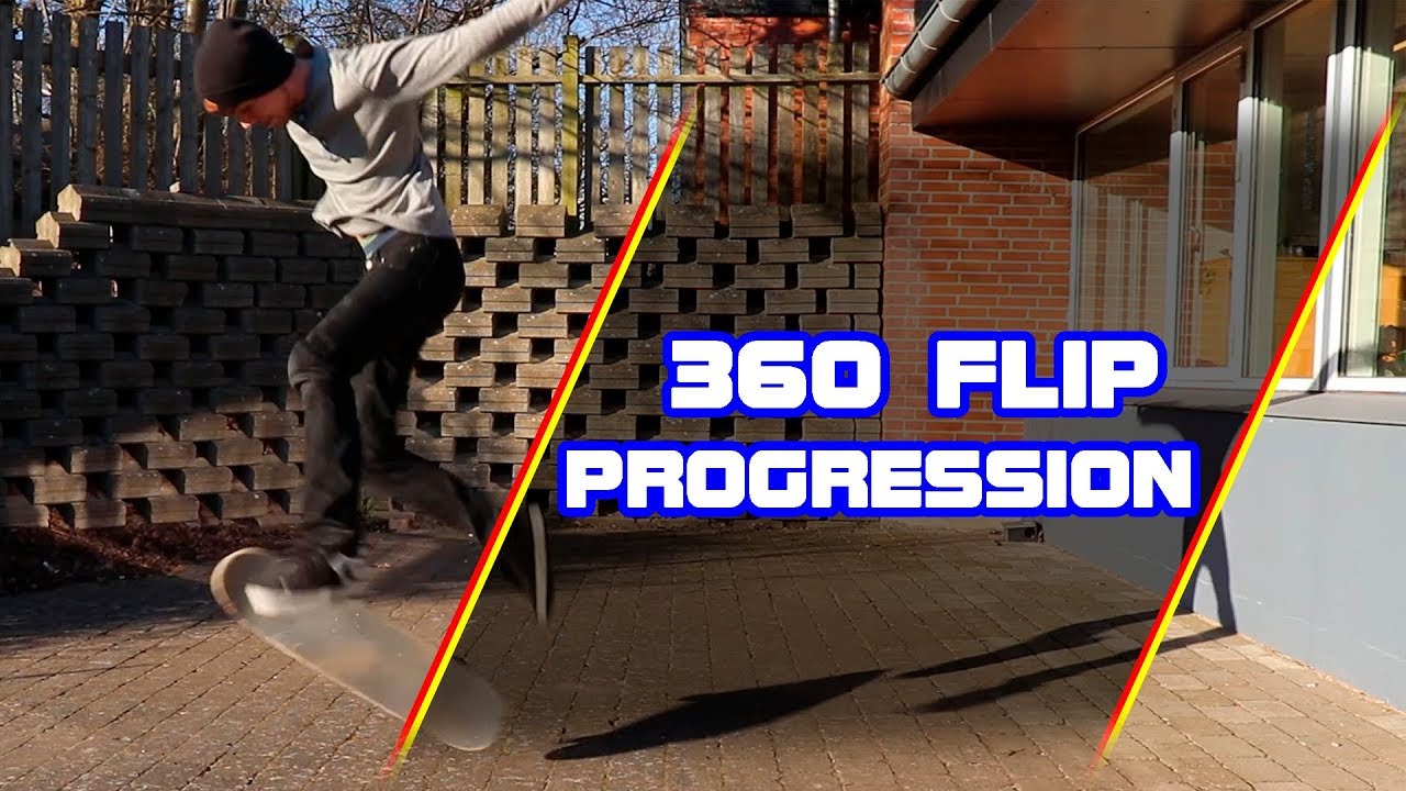 Skateboard 360 flip progression video