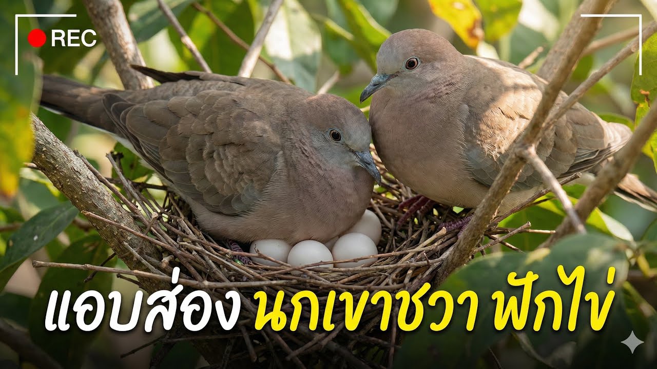 Secretly observing Java Doves incubating their eggs to produce chicks.