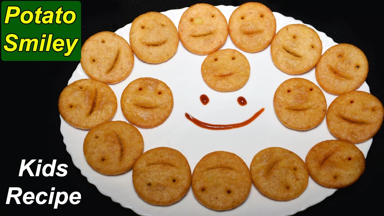Potato Smiley Recipe - How To Make Potato Smiley - Potato Snacks For Kids Lunch Box