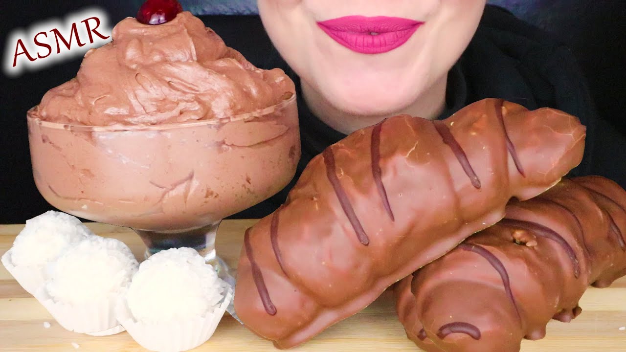 CHOCOLATE COVERED CROISSANTS 🥐, CHOCOLATE MOUSSE & RAFFAELLO | ASMR Mukbang | Real Eating Sounds