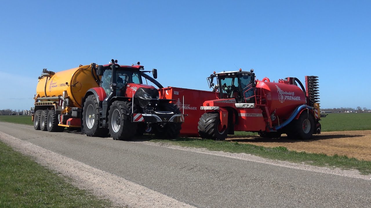 Bemesten en transport door Loonbedrijf Prenger met Vervaet en Case IH Optum met Veenhuis tank (2021)