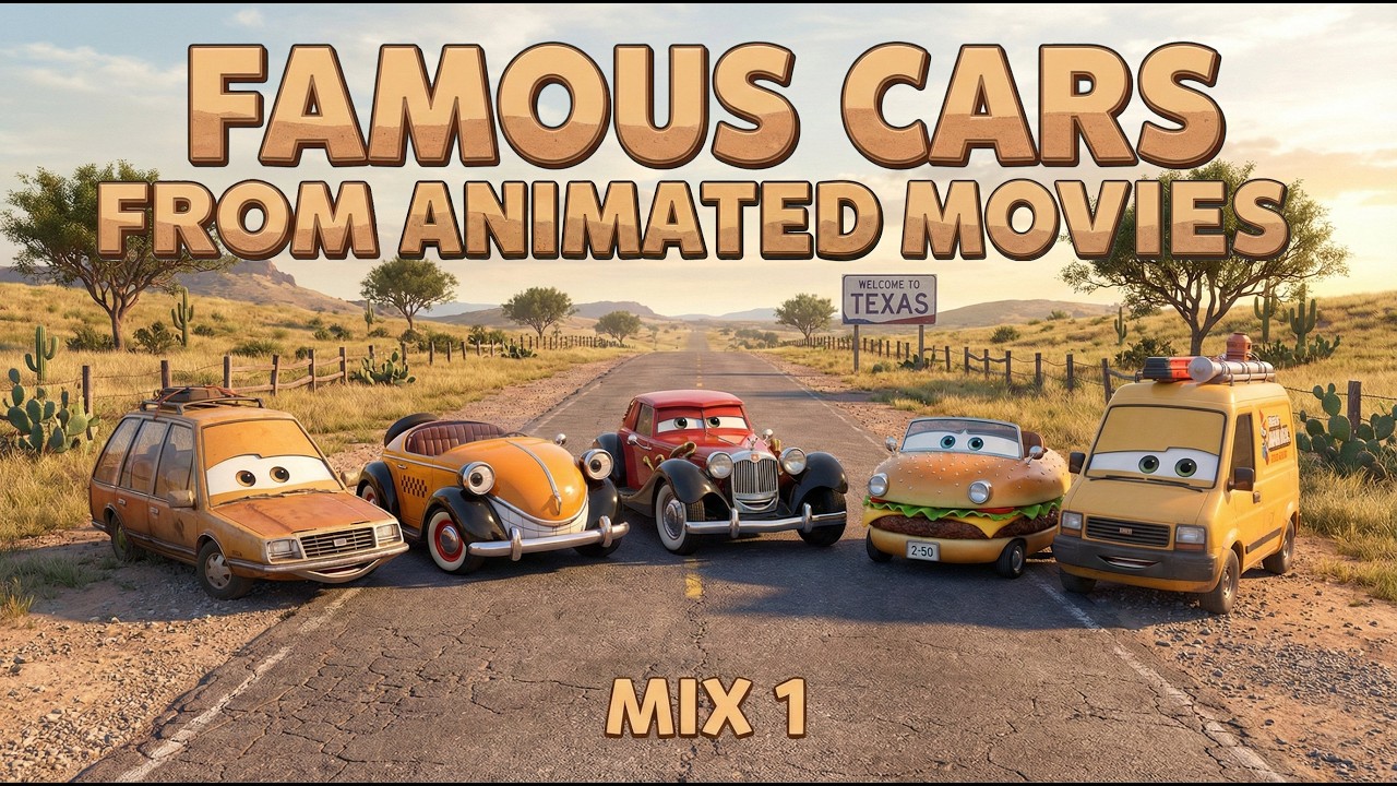 Famous Cars from Animated Movies Mix 1