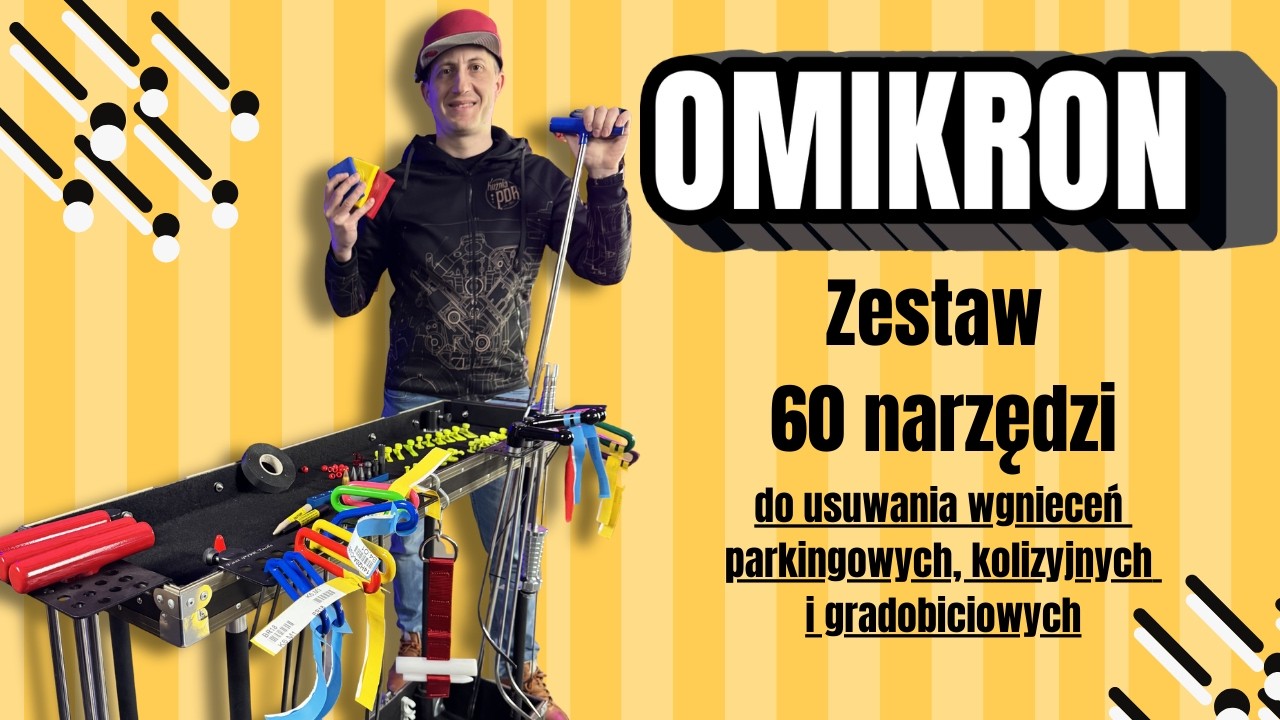 OMIKRON – ZESTAW 60 NARZĘDZI PDR  do usuwania wgnieceń parkingowych, kolizyjnych i gradobiciowych
