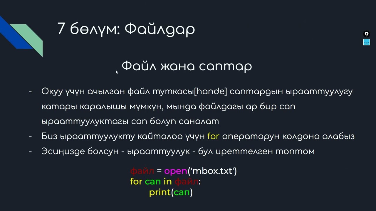 9 #Кыргызча #Python: Файлдар (Files) #сонунмектеп #кыргызчасабак #it #бекер