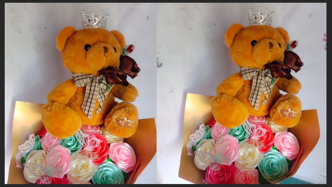 Ramo de Rosas Eternas con peluche #rosaseternas #ribbonroses #bouquets #14defebrero 