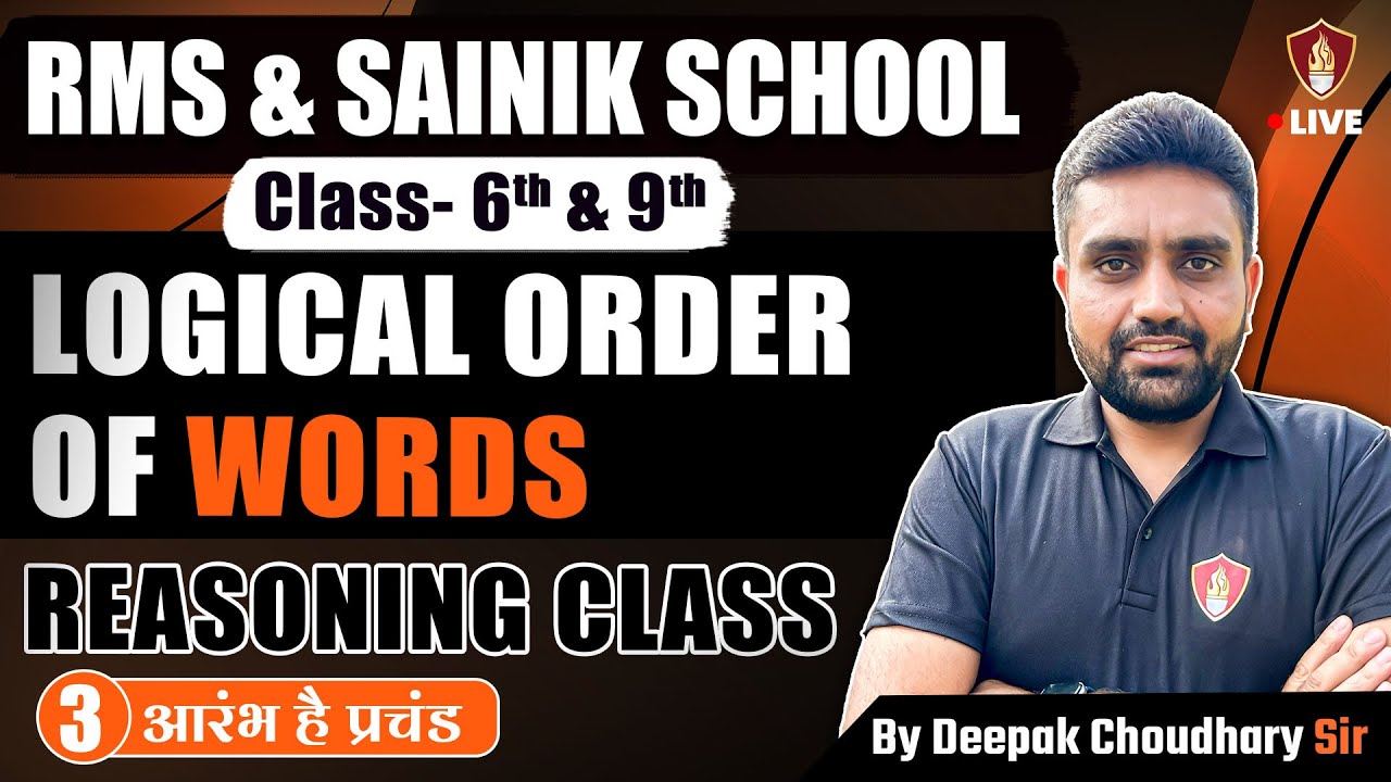 Sainik School Intelligence | Logical Order Of Words Reasoning | RMS School | AISSEE Class 6 & 9