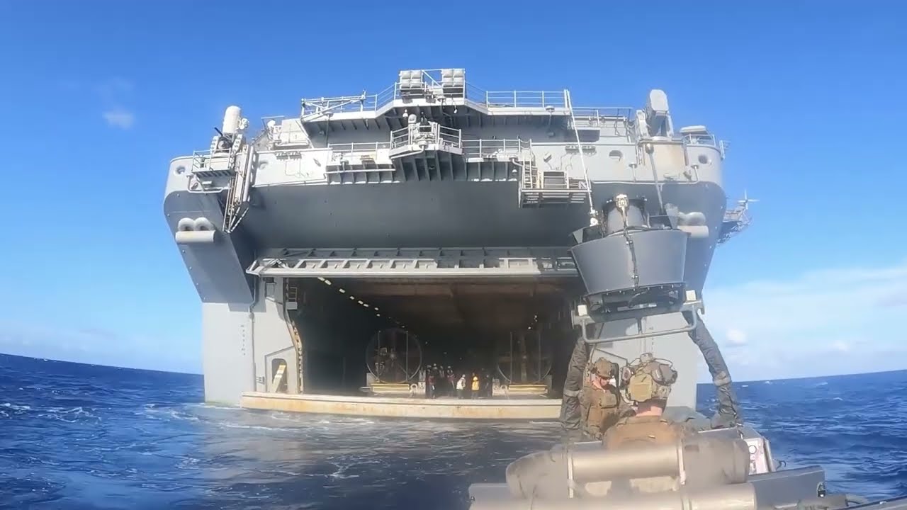 U.S. Marines of the 22nd MEU (SOC) aboard the IWO in the Atlantic