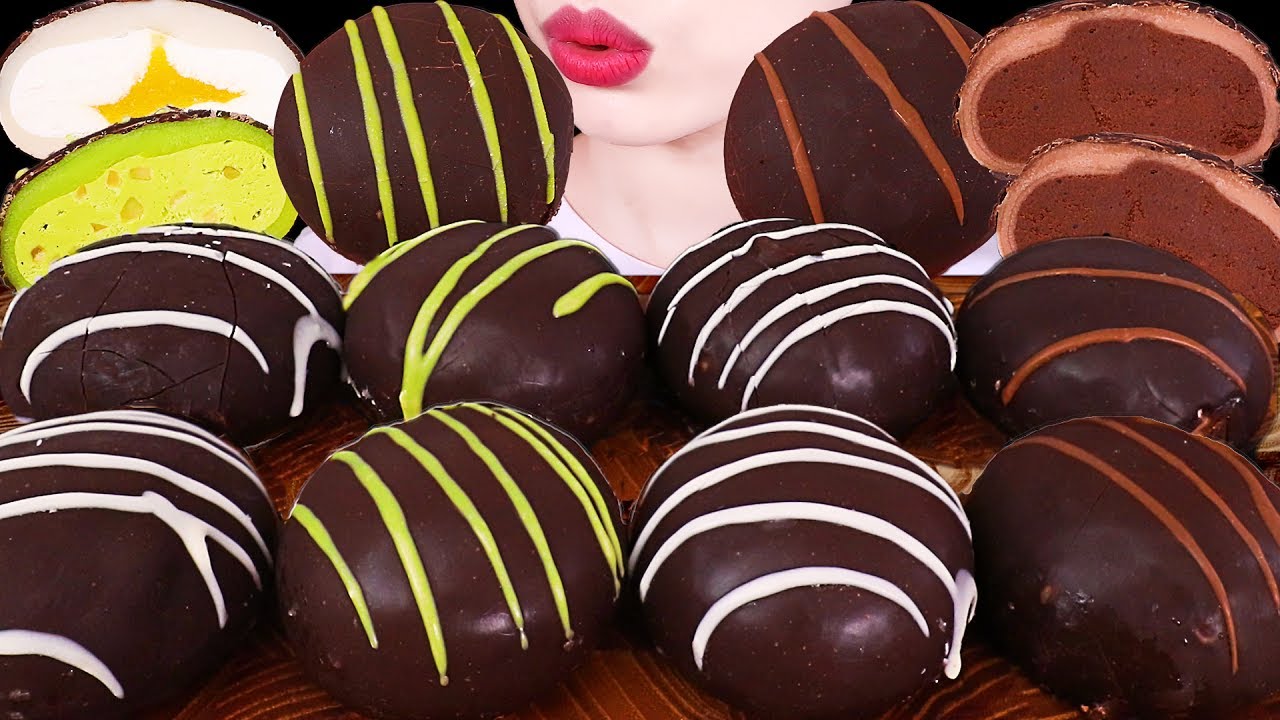 ASMR MUKBANG｜CHOCOLATE MOCHI & ICE CREAM 초코퐁당 초코떡 & 아이스크림 EATING SOUNDS 먹방