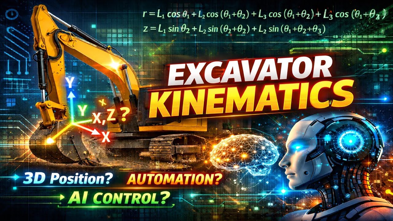 Кинематика экскаватора — расчет 3D-движения ковша, автоматизация, интеграция ИИ.