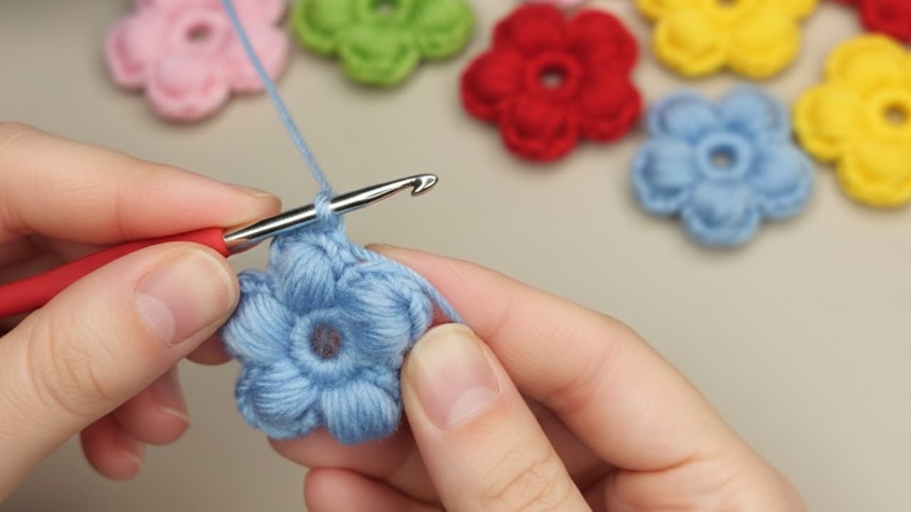 Crochet Puff Flower Blanket Tutorial For Beginners