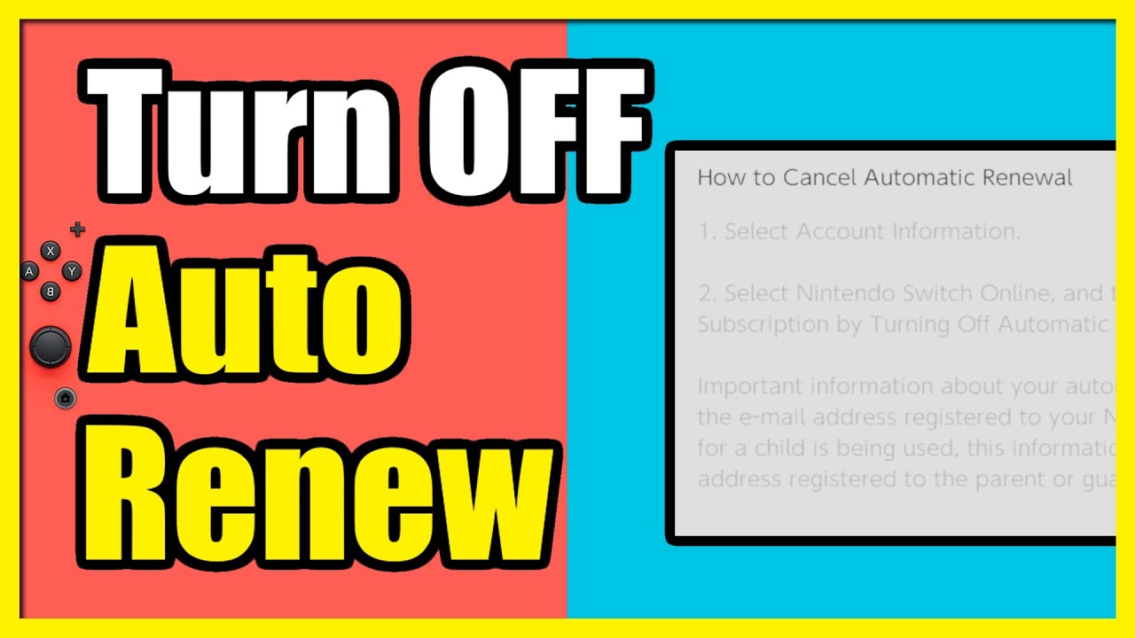 How to Turn Off Automatic Renewal for Nintendo Switch Online Membership (Credit Card)