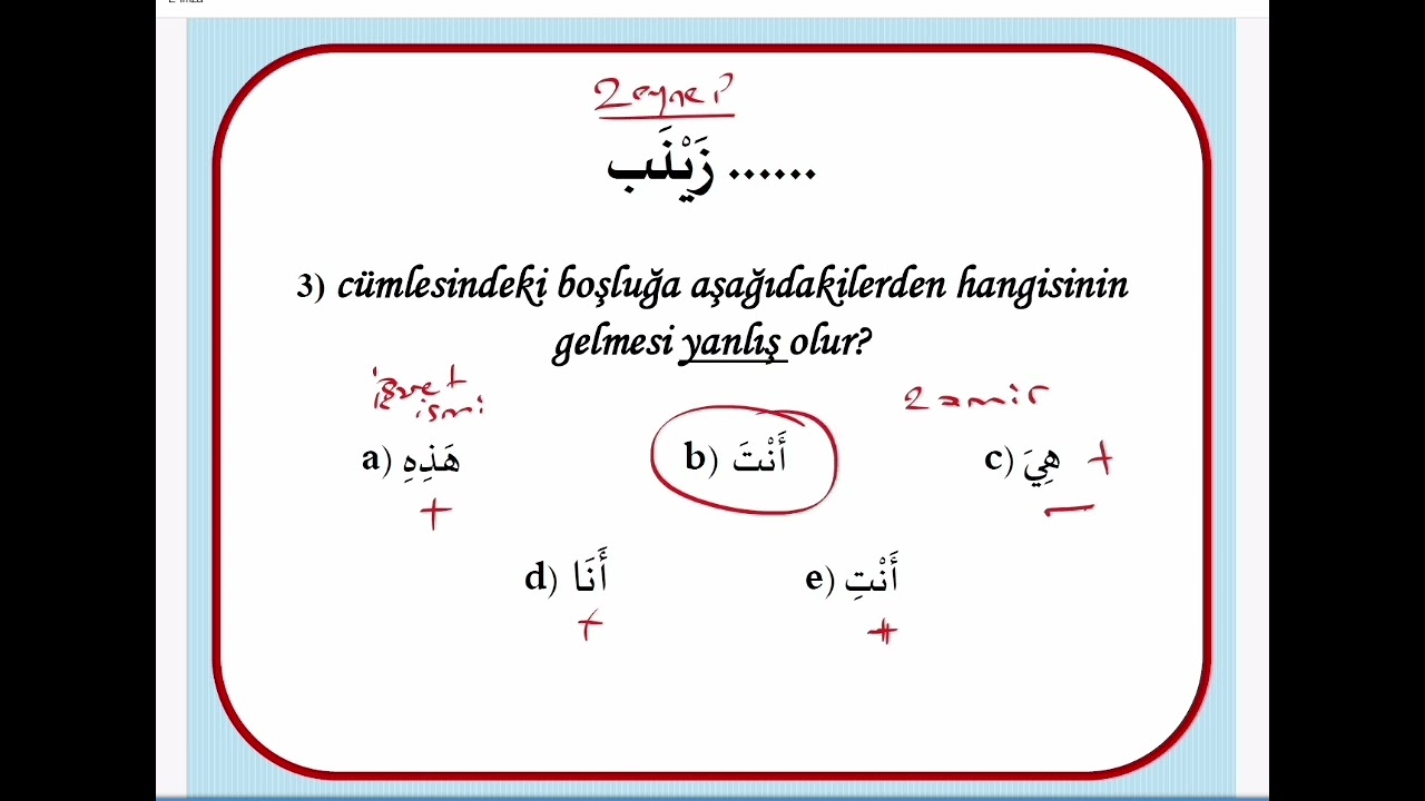 ARAPÇA Temel Düzey Sorular - 1