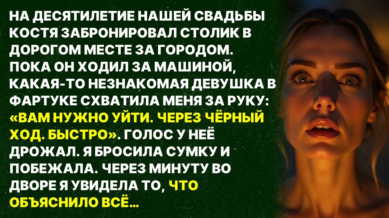 «БЕГИ ЧЕРЕЗ ЧЁРНЫЙ ХОД!» — шепнула официантка на годовщину свадьбы. Во дворе я увидела ВСЁ