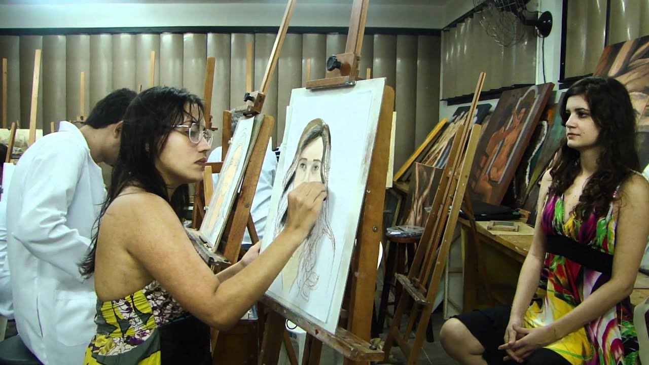 Retrato com Pastel seco e Carvão