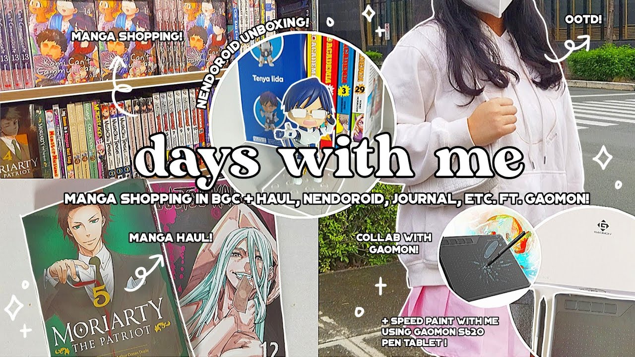 📦 days with me | nendoroid unboxing, manga shopping, haul, & journaling [ ft. gaomon s620 tablet ] ⛅