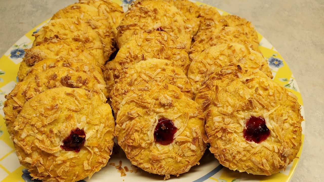 si tienes coco rallado prepara estas delisiosas galletas de puro coco