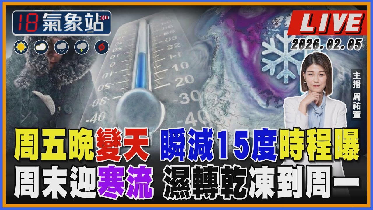 【TVBS18氣象站】周五晚變天 瞬減15度時程曝 周末迎寒流 濕轉乾凍到周一