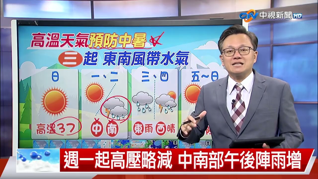 【立綱氣象報報】高壓勢力增強 天晴炎熱午後雨減少│中視晚間氣象 20250823