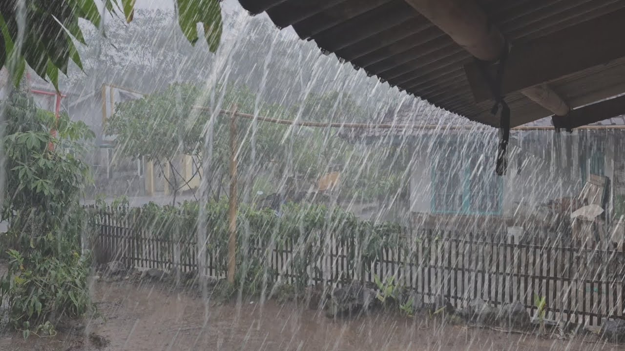Super heavy rain in the quiet and peaceful countryside, makes sleep even deeper