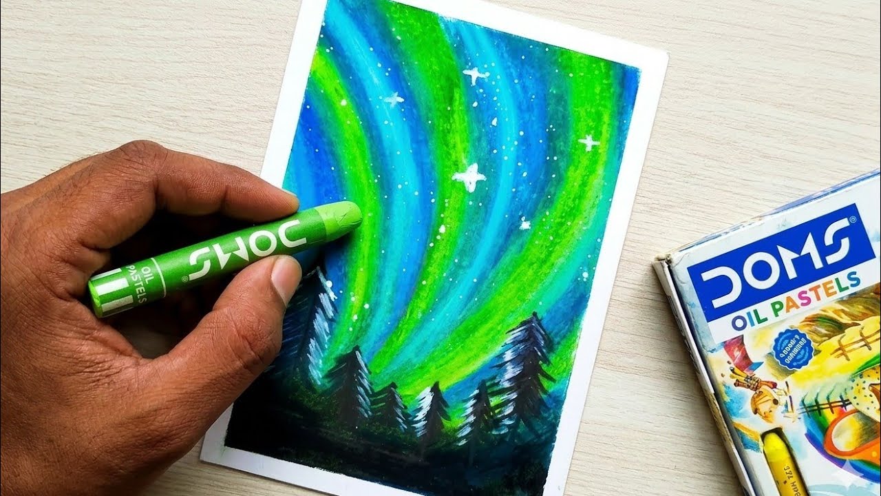 Beautiful Night Sky Drawing with Oil Pastels (Step by Step) #art #trending 