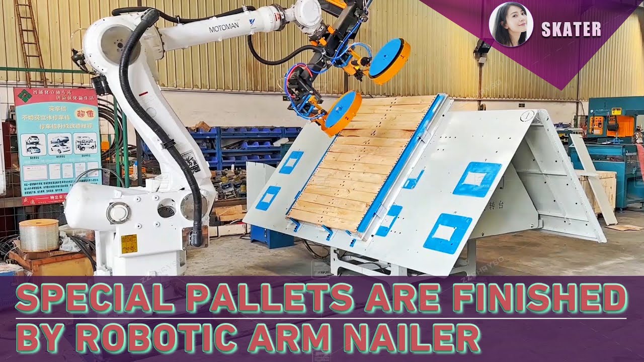 Special Pallets Are Finished By Robotic Arm Nailer