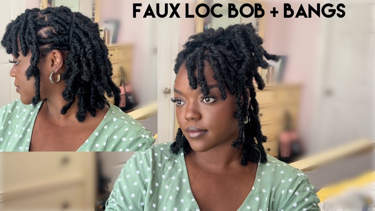 Short Faux Locs with Bangs | Springy Afro Twist Hair | Protective Style