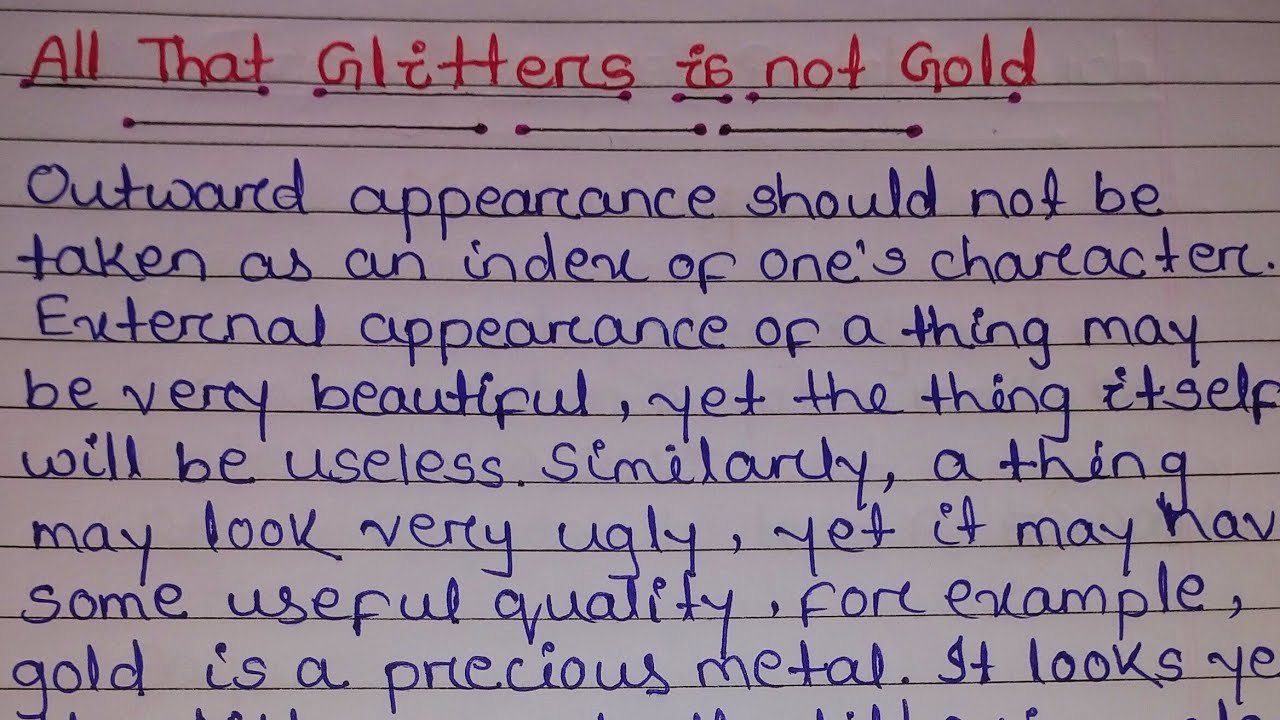 Beyond Appearances:All That Glitters Is Not Gold//Essay writing//prabandh#youtube #education