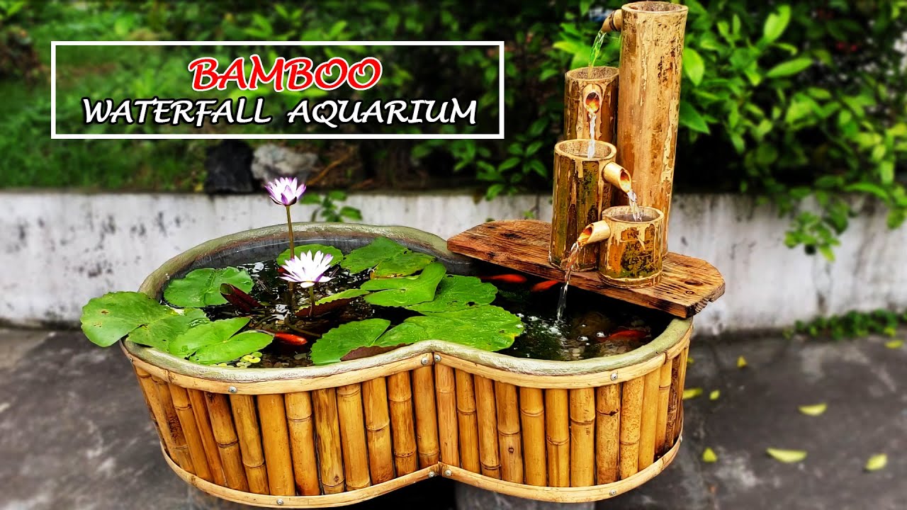 Amazing Ideas From Cement and Bamboo | DIY Beautiful Waterfall Aquarium Easy - For Your House