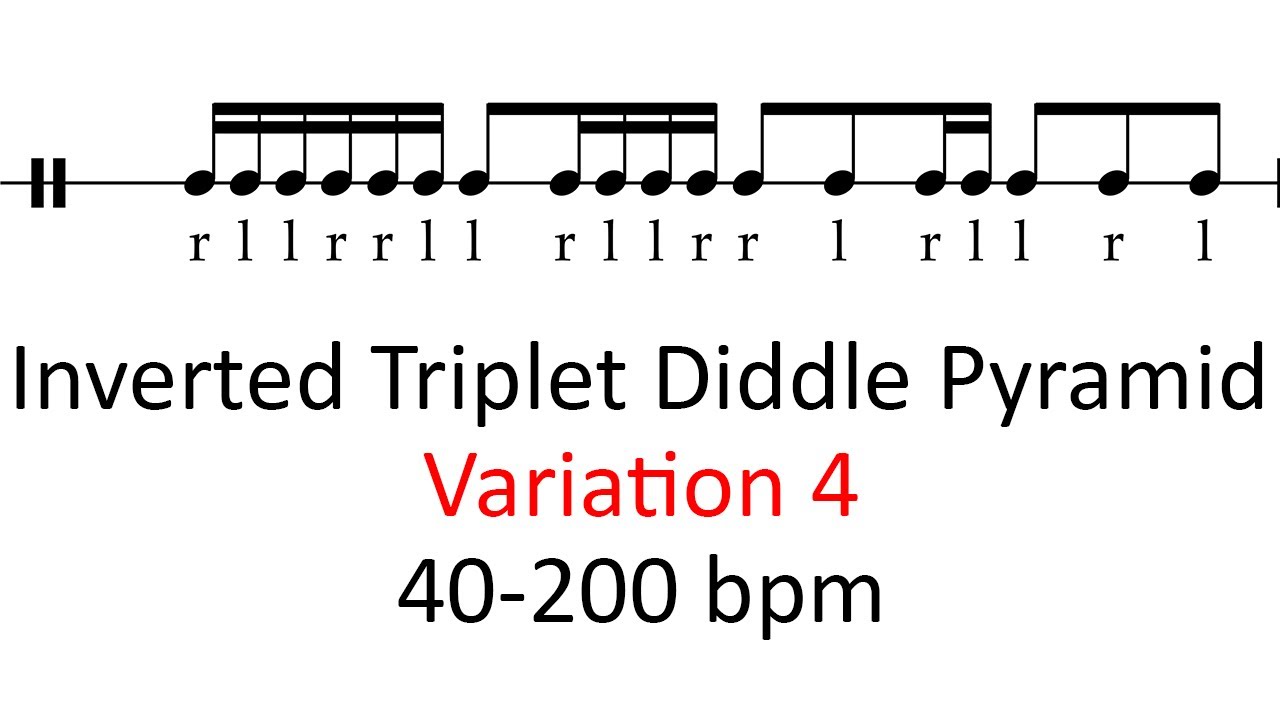 Inverted triplet diddle pyramid (var 4) | 40-200 bpm sheet music