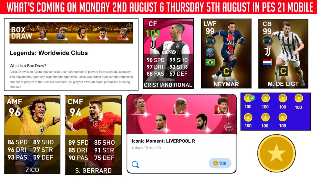 What's Coming On Monday 2 August And Thursday 5 August In Pes | GP Legends Boxdraw And Free Coins |