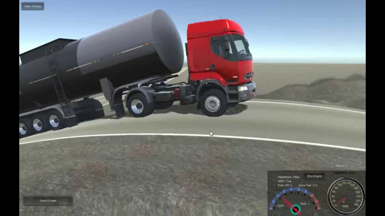 Unity Realistic Vehicle Physics - Renault Premium Hauling Heavy Trailers