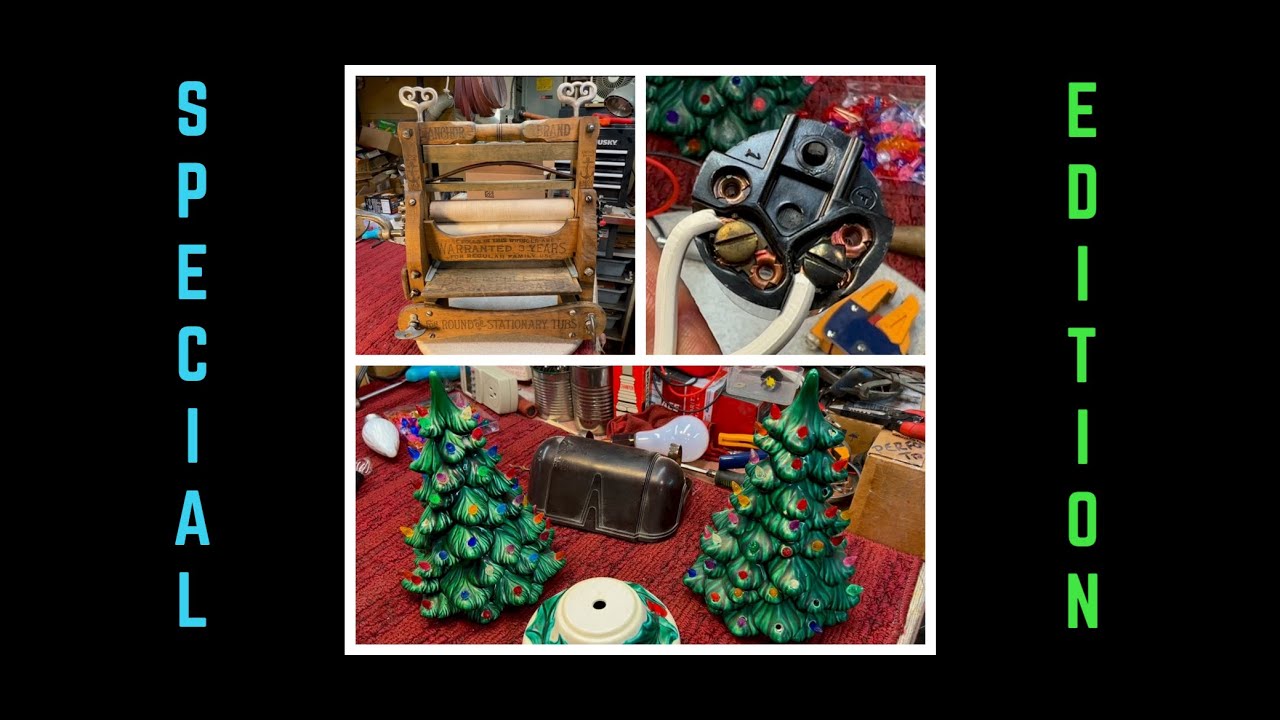 Antique Anchor Wringer, Ceramic Christmas Trees.