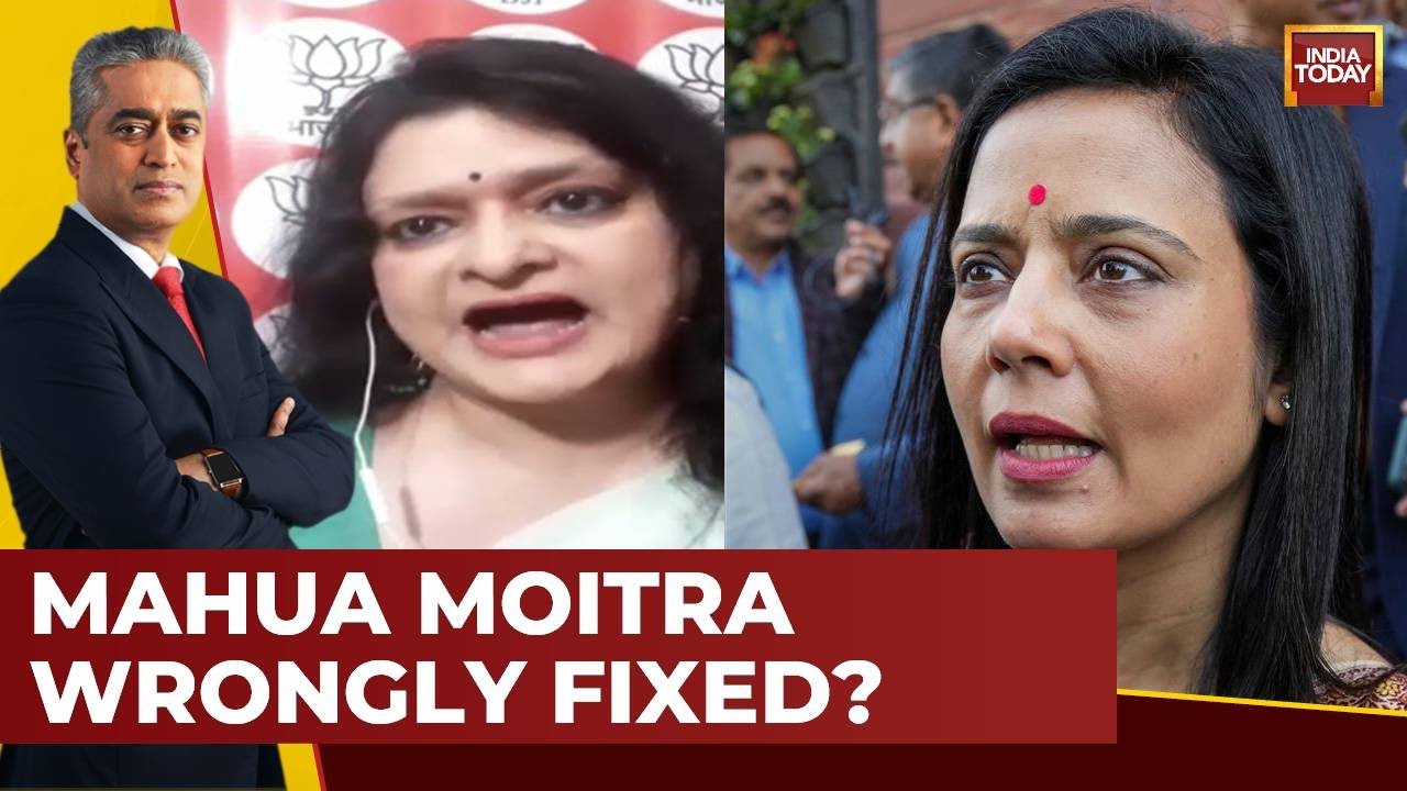 BJP's Sanju Verma Shows Her Bag To Rajdeep Sardesai While Taking A Dig At Mahua Moitra | Mahua News