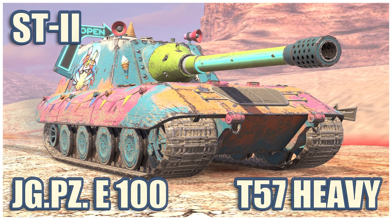 Jagdpanzer E 100, ST-II & T57 Heavy &bull; WoT Blitz Gameplay
