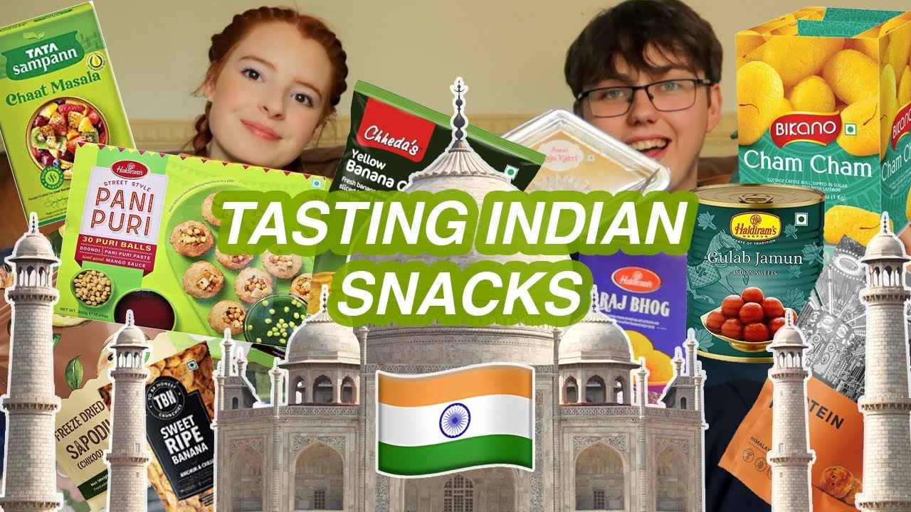 Trying INDIAN SNACKS - British Couple Tasting Sweets and Snacks from India (PANI PURI, GULAB JAMUN)