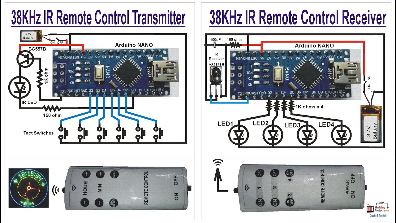 38KHz IR Remote Control Transmitter and Receiver using Arduino NANO