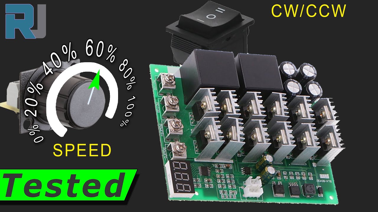 DC 10-55V 60A Motor Speed Controller PWM  Reverse Control Switch with LED Display relay | Robojax