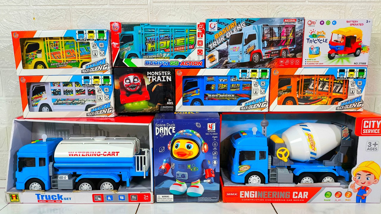 Unboxing Truk Oleng, Kereta Choochoo Charles, Truk Pasir, Truk Molen, Robot Bebek