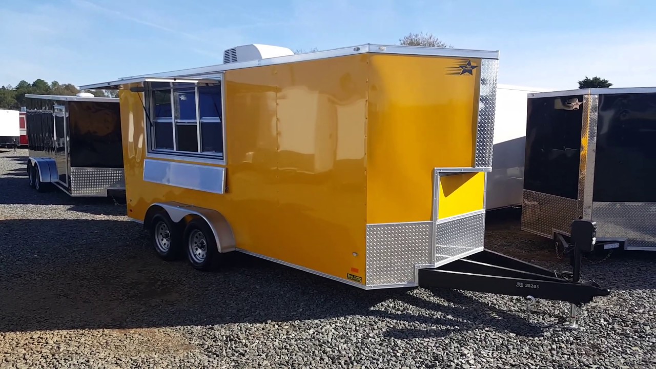 7 x 16 custom concession trailer yellow vending carnival trailer
