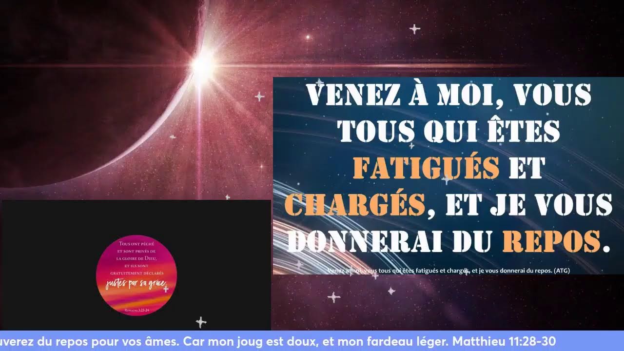 Venez à moi, vous tous qui êtes fatigués et chargés, et je vous donnerai du repos.