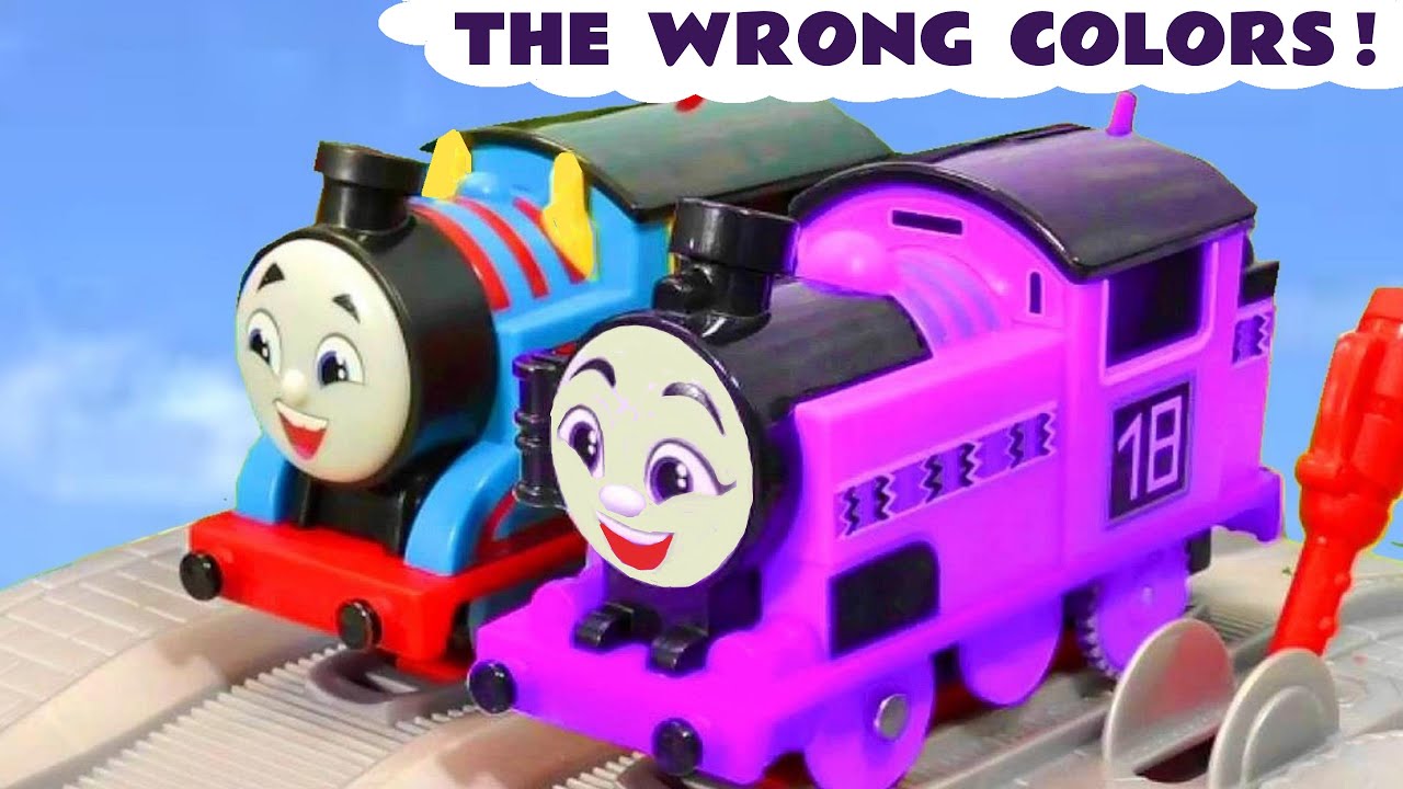 The Thomas toy trains get painted the Wrong Colors