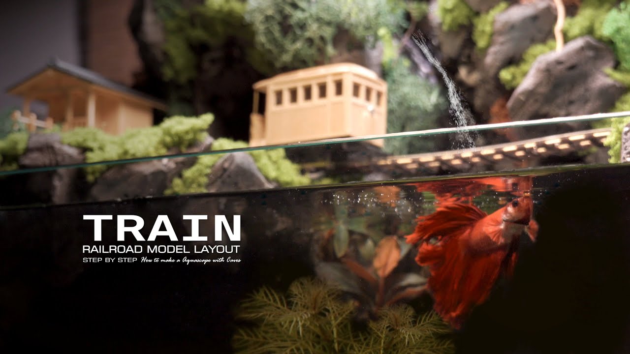 Build Betta Fish Aquatic Train Adventure: Combining a Railway Diorama with a Miniature Wooden Bridge