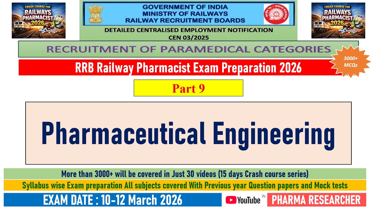 Pharmaceutical Engineering MCQs II Railway Pharmacist exam preparation 2026 #rrb #pharmacist
