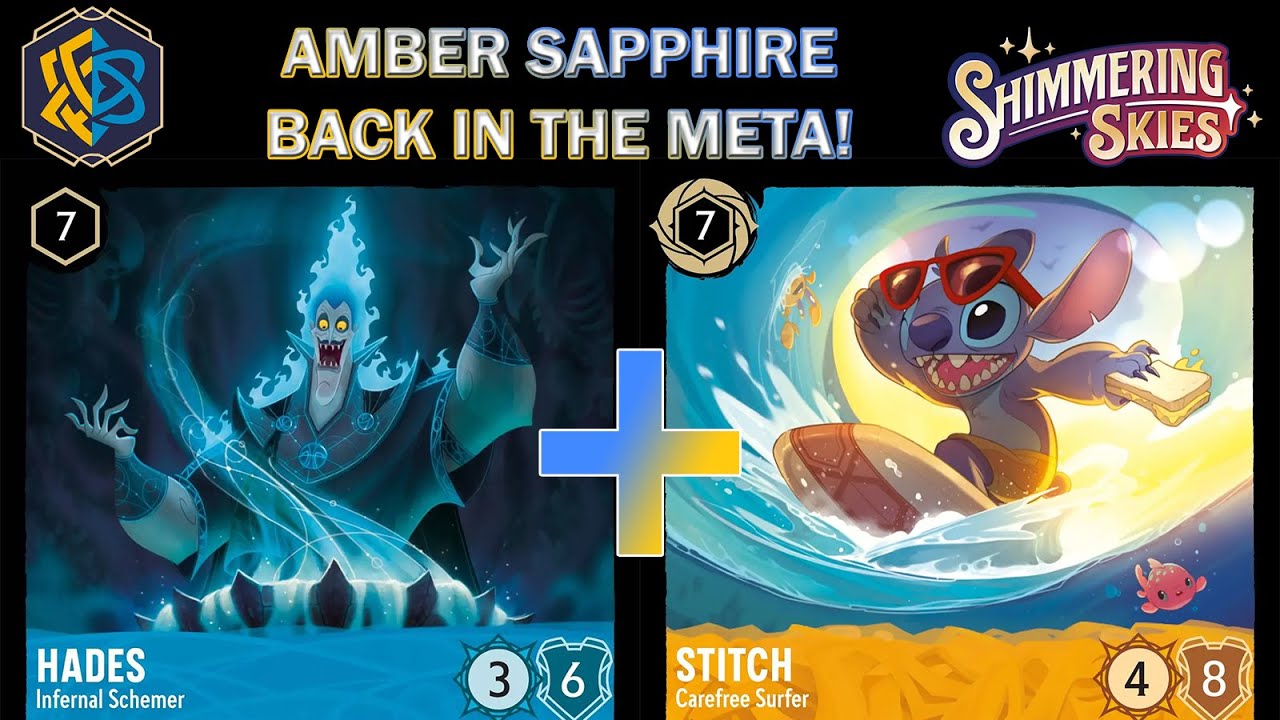 🟡🔵 AMBER SAPPHIRE DECK PROFILE - META AGGRO RAMP - Shimmering Skies Set 5 Disney Lorcana