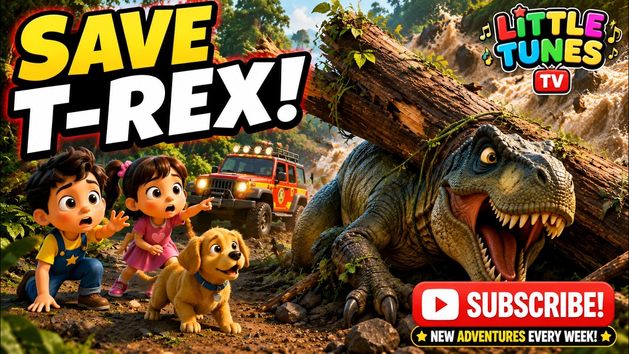 🦖 T-Rex Is TRAPPED! 😱 Baby Leo&rsquo;s Dinosaur Rescue Adventure | Kids Cartoon