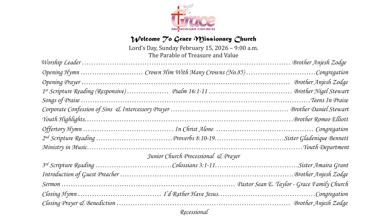 Worship Service, Sunday February 15, 2026