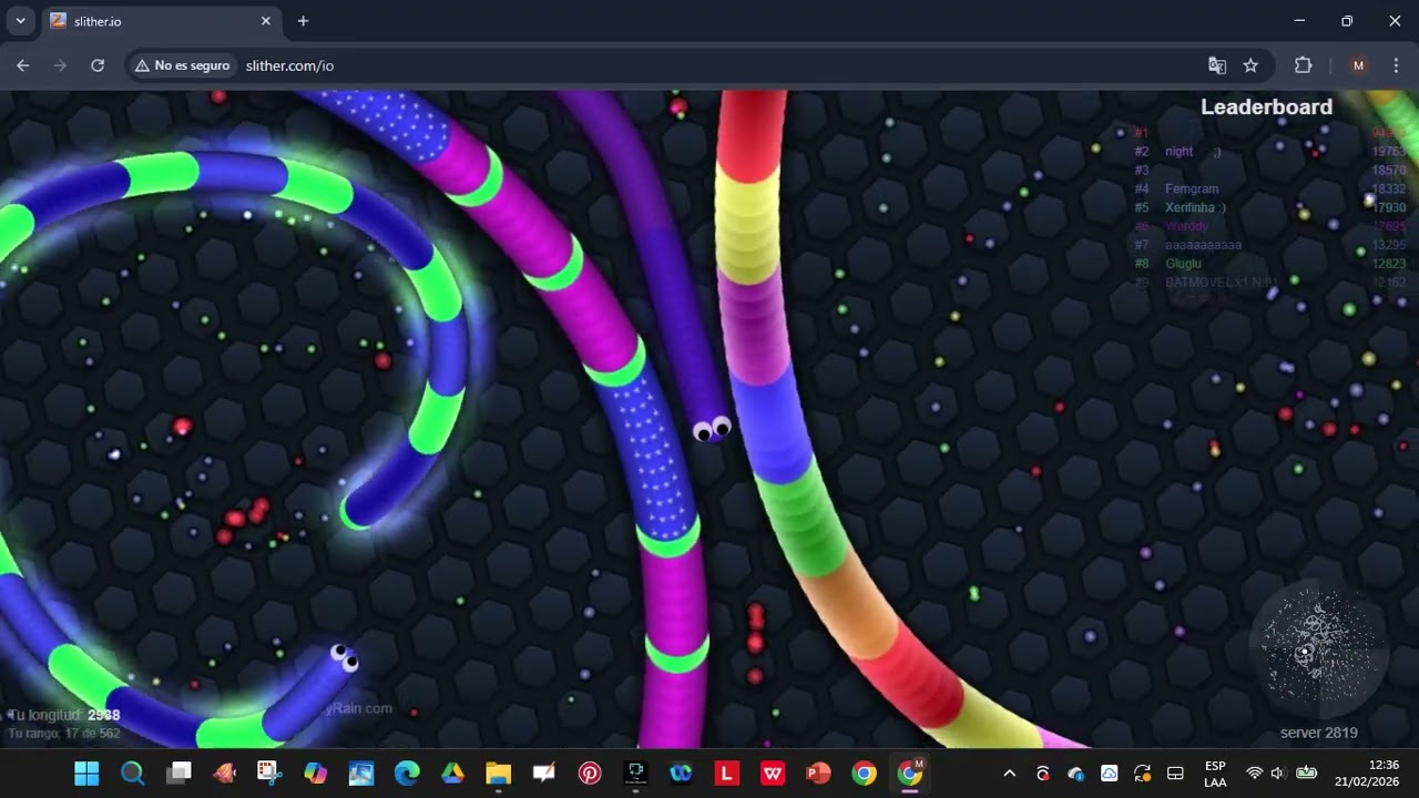 yo jugando slither.io, LLEGUÉ A NUEVO RECORD
