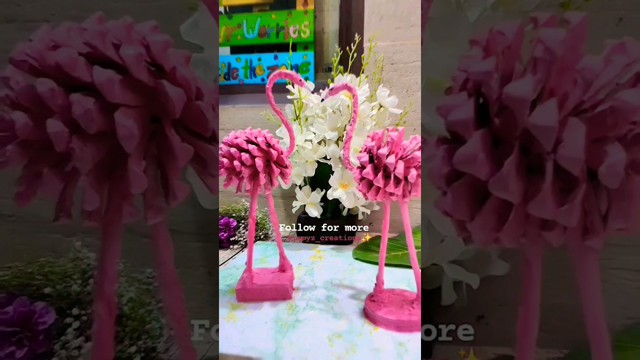 #flamingos #easydiy #pinecones #sustainability #diy #doityourself #bestoutofwaste #decorpiece #easy