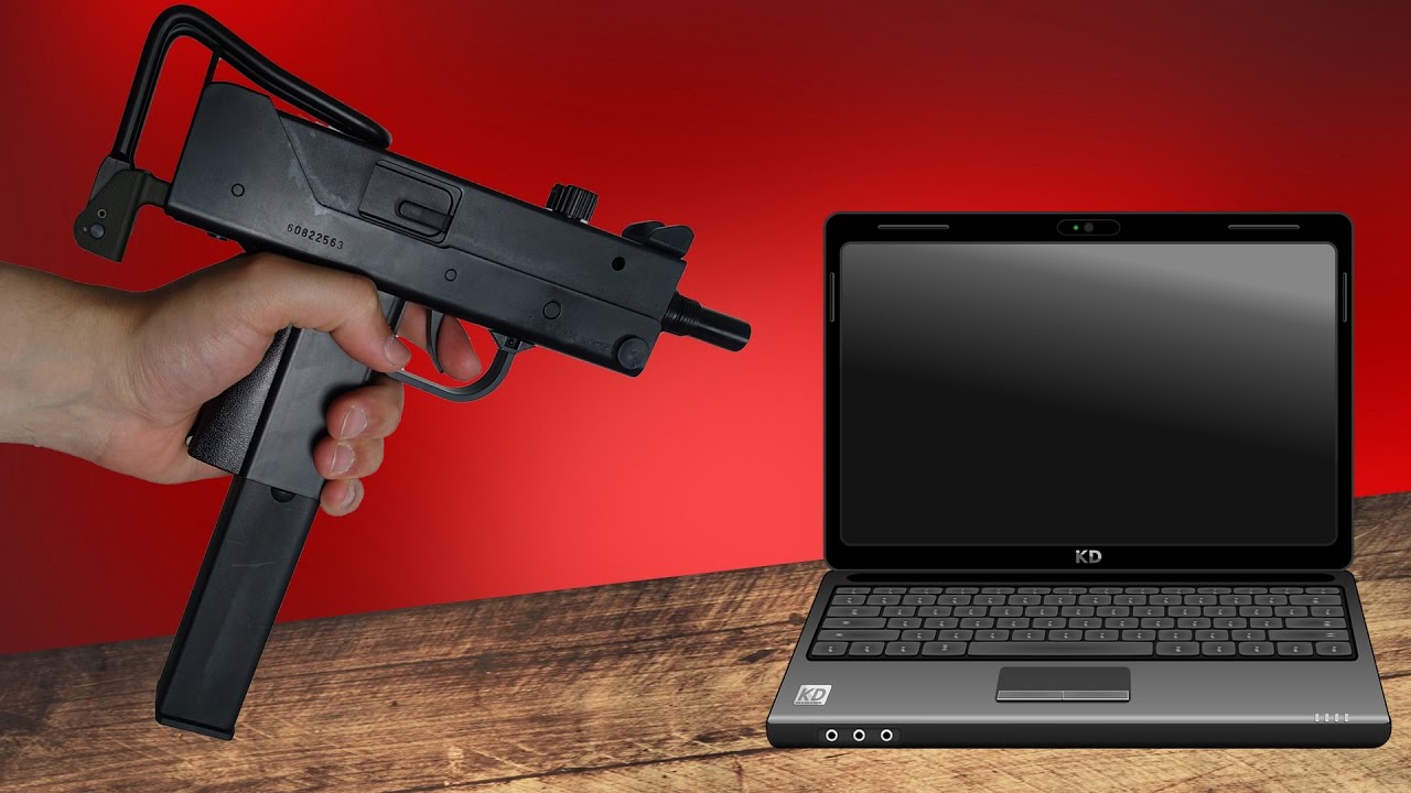 Maschinen Pistole Co2 Softair vs Laptop - Experiment und Review Mac 11