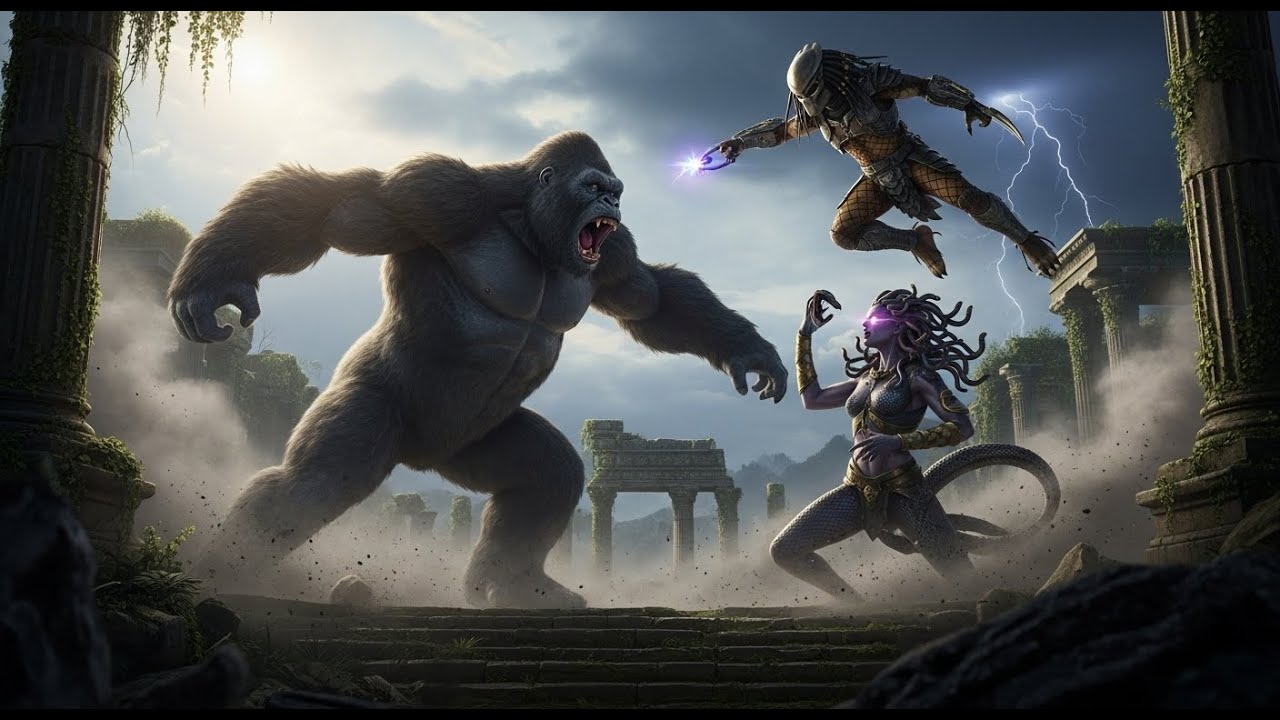 Legendary Showdown: KONG vs MEDUSA vs PREDATOR &ndash; Epic Monster Fight